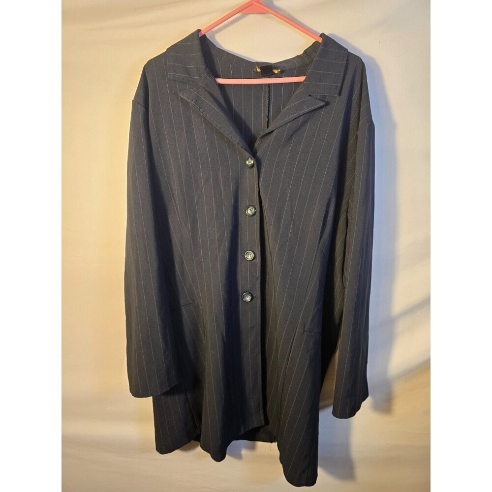 Ashley Stewart Women’s Plus 26/28 Long Career Suit Jacket Blazer Navy Pinstripe